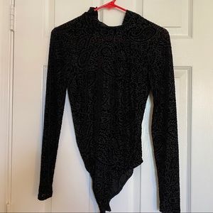 black lace detail body suit